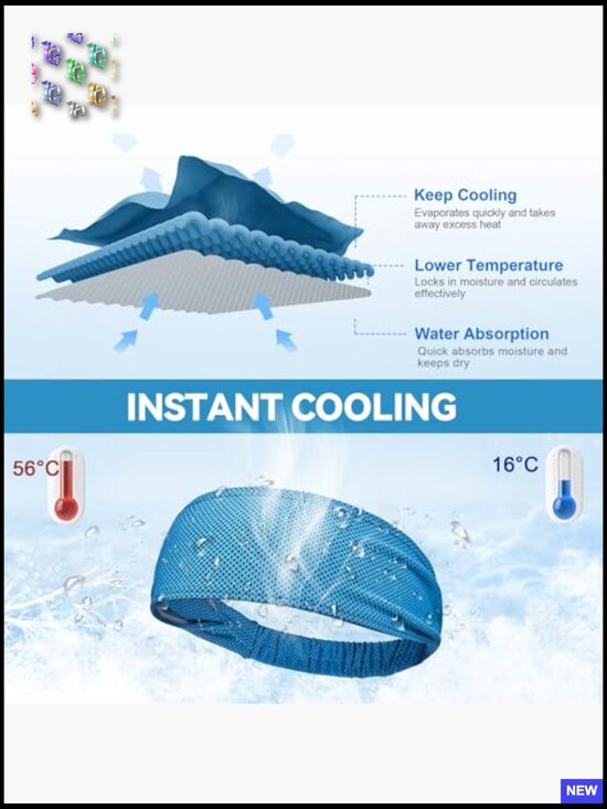 Cooling Headband Moisture Wicking Non-Slip Sweatband for Running Fitness Yoga main image 5
